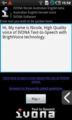 IVONA Nicole AU English beta android App screenshot 2